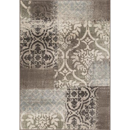 WALL-TO-WALL 5 x 7 ft. Mindoro Chrissy Distressed Rug, Brown WA2607054